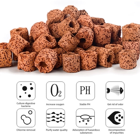 Aquarium Filter Media Fish Porous Filter Media Aquarium Bio Filter Media , Fired by High Temperature, Reduces and Nitrate Levels, for Water and Sea Water , Encourages Growth of Biological Colonies