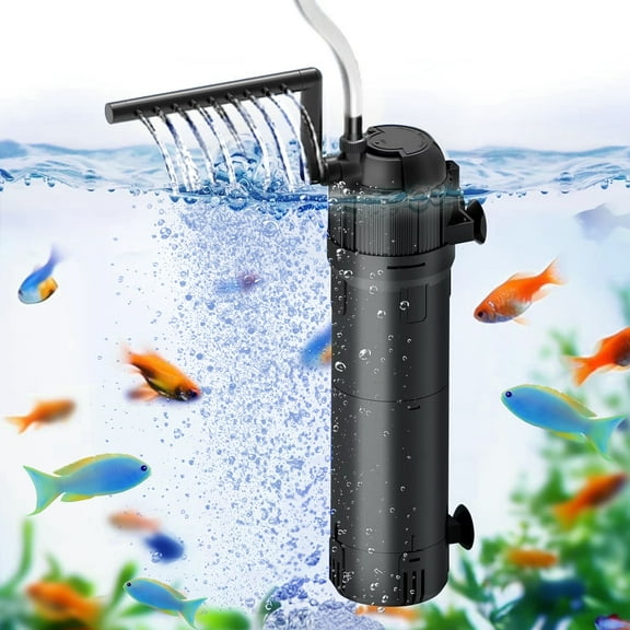Aquarium Filter, Aquarium U-V Filter, Submersible Fish Tank Filter with 8W U-V Light, 212 GPH Submersible Pump Filter for Green Water and Algae Clean with Filtration Oxygenation Circulation