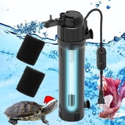 Aquarium Filter U-V Light 5 in 1 Fish Tank Filter, Tawatiler 170 GPH Green Water Cleaning Filter Pump with Timer, Dual Mode (Aeration/Rainfall) for 40-170 Gallon Aquariums (8W U-V+6W Pump)