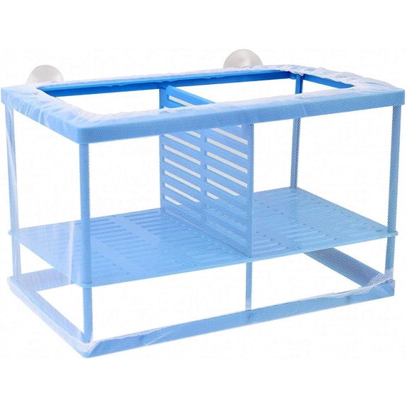 Aquarium Fish Breeder Box Isolation Box Net Breeder Hatchery Incubator Separation Net, White Blue
