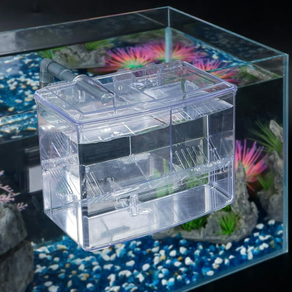 Aquarium Fish Breeding Box, Fish Tank Hatchery Incubator with 6 Suction Cups Acrylic Hatching Box for Baby Fish Shrimp Betta Medium Acclimation Isolation Box