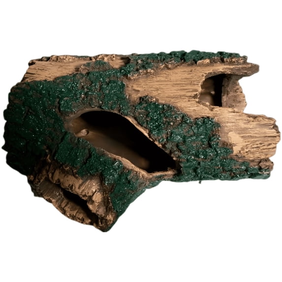Aquarium Fish Cave Decor, 8.3 in Resin Hollow Tree Trunk Hideout, Natural Color Tank Ornament for Betta Fish and Shrimp