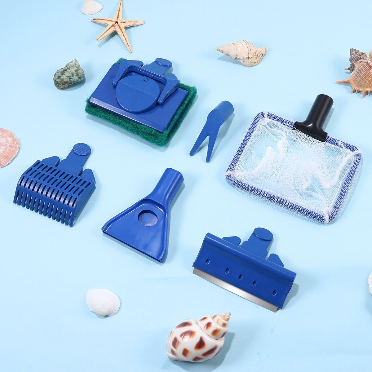 Aquarium Fish Glass Tank 5 in 1 Cleaning Kit Algae Scraper, Fish Net