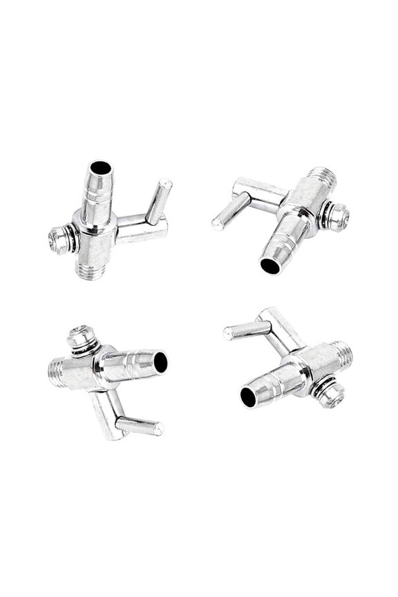 Aquarium Fish Tank Air Pump Flow Stainless Steel Lever Control Valve Distributor, 4pcs