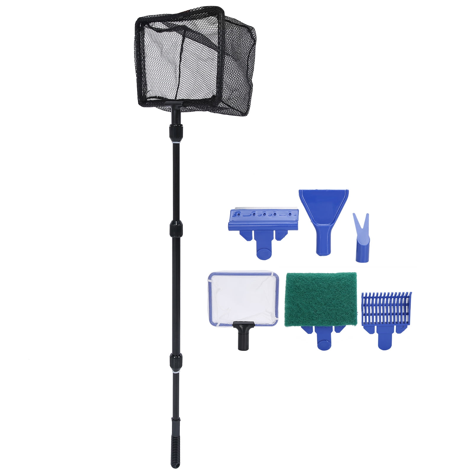 Aquarium Fish Tank Cleaning Tool Kit 6 in 1 Net Brush Algal Scraper Gravel Rake Fork