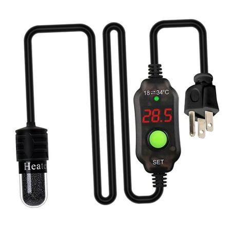 Aquarium Fish Tank Heater Heat Rod Submersible Glass Heating Lamp Controller Automatic Digital for Turtle Pet Feeder - 10W