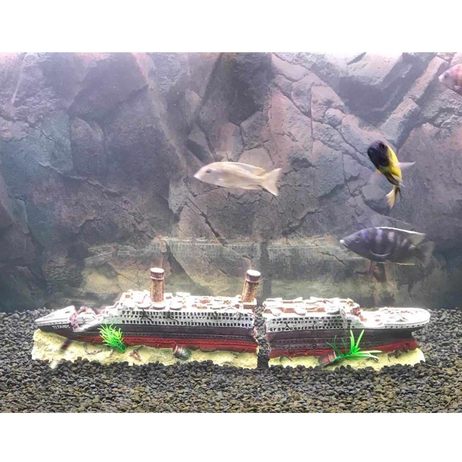 Aquarium Fish Tank Medium Resin Titanic Boat Ornament Landscaping Decoration  for Freshwater Saltwater Aquarium 