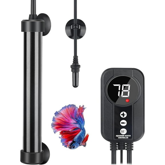 Aquarium Heater 100W, Titanium Heater with Temperature Calibration, Digital LED Controller, Temperature Probe, Submersible Fish Tank Heater for 15-20 Gallon Saltwater freshwater Freshwater Tank