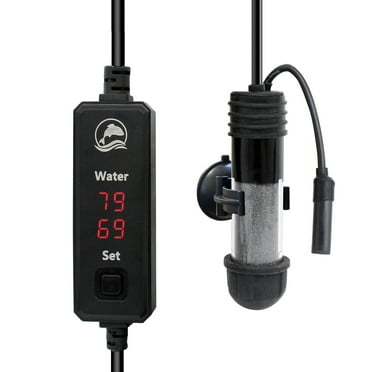 Aquarium Heater 25W Submersible Fish Tank Heater with Intelligence Temperature Probe and Dual LED Display Temperature Controller for 1-5 Gallons, Suitable for Saltwater and Freshwater