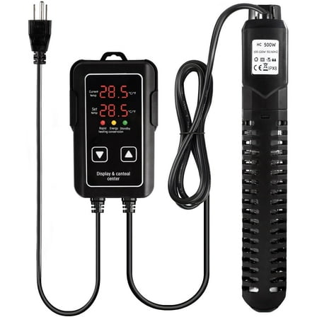 ZALALOVA 300W/500W Aquarium Fish Tank Heater with LED Digital Display with Over-Temperature Protection for Saltwater and Freshwater