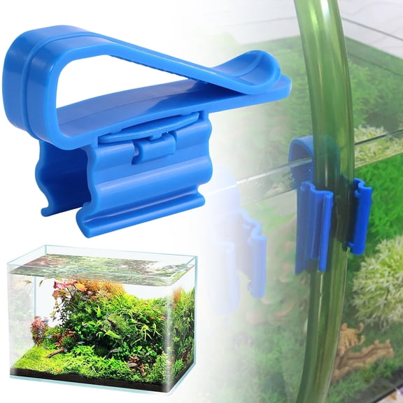 Aquarium Hose Holder Clip, Blue/Black Water Pipe Mount Bracket, Fish Tank Tubing Clamp with Secure Buckle & Hook, Aquarium Filtration Accessory for Fixing Aquarium Hoses & Tubes