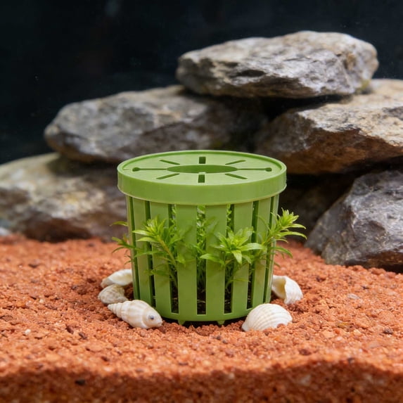 Aquarium Hydroponic Plant Basket, Durable Plastic Underwater Plant Holder with Weighted Base for Aquarium Fish pond