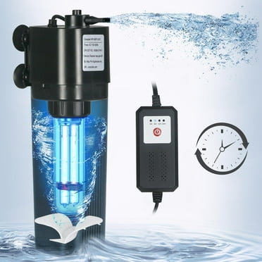 Aquarium Internal Filter w/Timer U-V Green Water Clean Machine Algal Killing Powerful Canister Pump for 40-75 Gal. Large Fish Turtle Tank Pond Saltwater Freshwater Submersible Ultra Quiet 211GPH