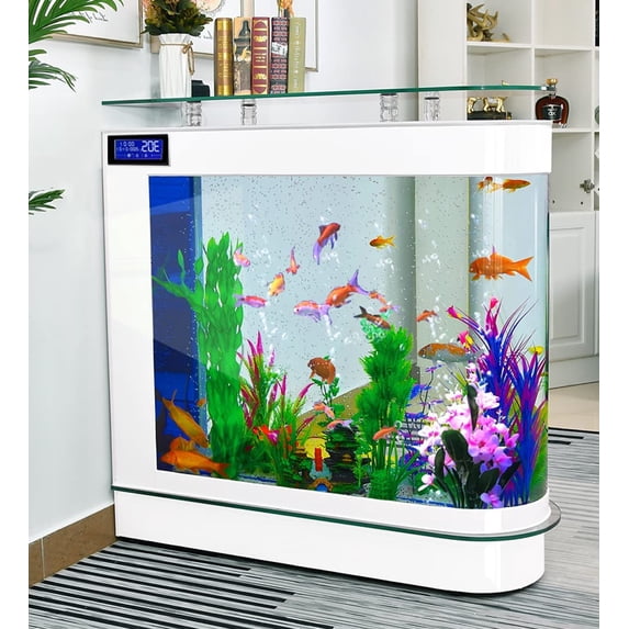 Aquarium Kit Upright Large Fish Tank Glass Fishbowl Glsaa Bar for Patios Living Office Room and Kitchen