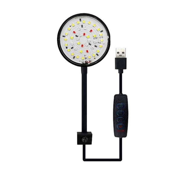 Aquarium LED Light Clip-On USB Dimmable Fish Tank Lamp, Adjustable Small Fish Tank Light for 13 Gallon Tanks, White & Blue Light Modes