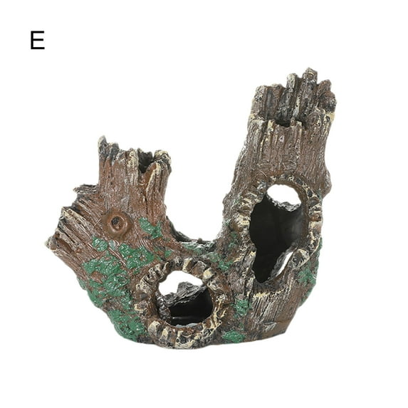 Aquarium Landscaping Tree Stump Hole Rock Cave , Artificial Tree Root Resin Crafts Simulation Driftwood Hiding Cave Fish Tank Ornament