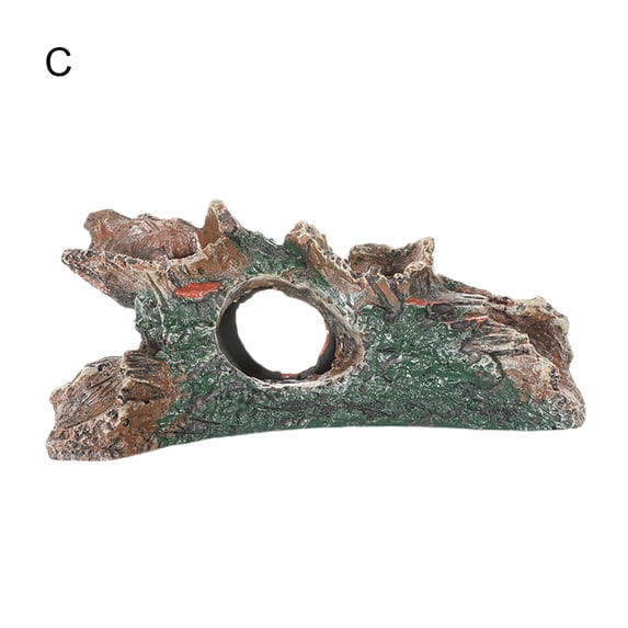Aquarium Landscaping Tree Stump Hole Rock Cave , Artificial Tree Root Resin Crafts Simulation Driftwood Hiding Cave Fish Tank Ornament