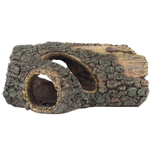 Aquarium Large Betta Log Resin Hollow Tree Trunk Decor Artificial Wood Fish House Cave Bark Ornament with Hideout HolesFive hole bark hole small size