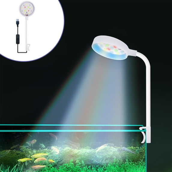 Aquarium Light, Colorful Submersible LED Fish Tank Light, Waterproof RGB Spotlights for Aquariums Fishbowls Rockeries Easy to Install, White