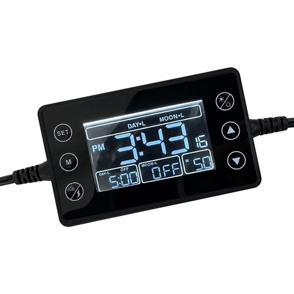 Aquarium Light Timer Controller, LCD Programmable Lighting Schedule with Day Night Dimming and Saved Settings for Home Aquariums Use