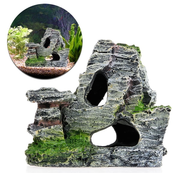 Aquarium Mountain View Stone Ornament Rock Cave Fish for Landscape Resin Decor Aquatic Pets