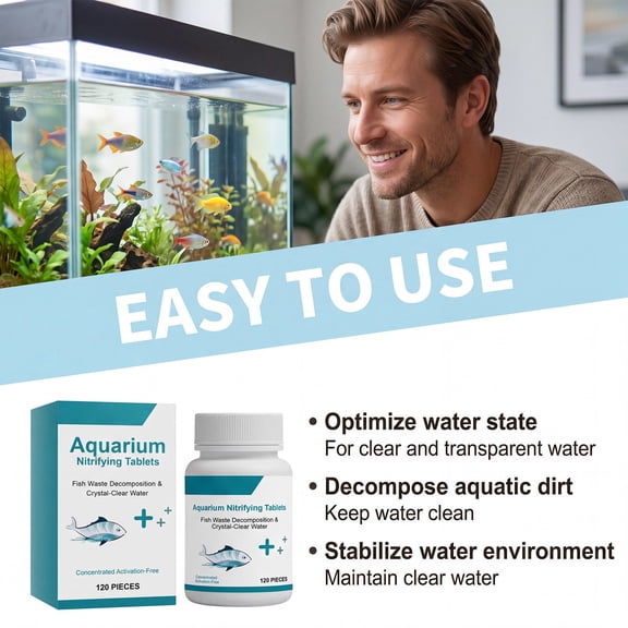 Aquarium Nitrification Tablets, Fish Tank Water Purifier, Stabilizes Quality Decomposes Waste for Freshwater Home