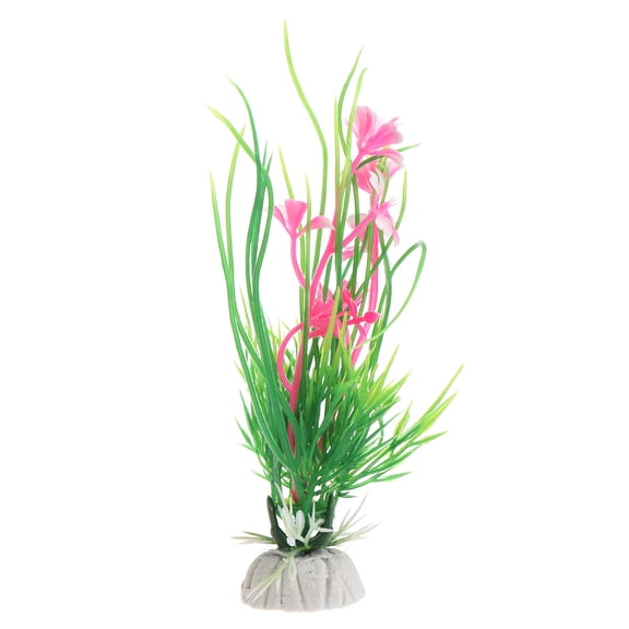 Aquarium Plant Plastic Artificial Grass Small Water Plant Ornaments Fish Tanks Decorations with Base 5 Inches Tall
