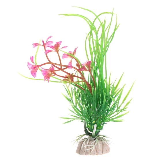 Aquarium Plant Plastic Artificial Grass Small Water Plant Ornaments Fish Tanks Decorations with Base 5 Inches Tall