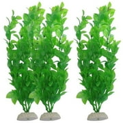 Aquarium Plants Decor, TOUMENY Realistic Green Plastic Fish Tank Plants, 10.6 Inch Ceramic Base Artificial Aquarium Decorations for Freshwater Saltwater Tank