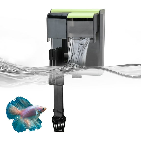 Aquarium Power Filter with Surface Skimmer, Lychee External Hang On Back Fish Tank Filter for 10-20 Gallon, 130GPH Quiet, Adjustable Water Flow, 3-Layer Filtration Pump Waterfall for Increasing Oxyge