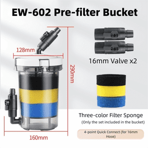 Aquarium Pre-Filter Canister, External Inline Fish Tank Pre-Filter With Transparent Housing, Mini Size Mechanical Filter For Shrimp & Reef Tanks (Without Pump),1