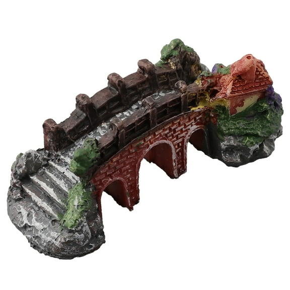 Aquarium Resin Bridge Bridge Landscape Ornament Pavilion Tree Fish Tank Decor Smile Home