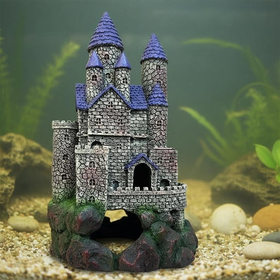 Aquarium Resin Castle Decorations - Fish Tank Gothic Castle Hiding Cave Ornament
