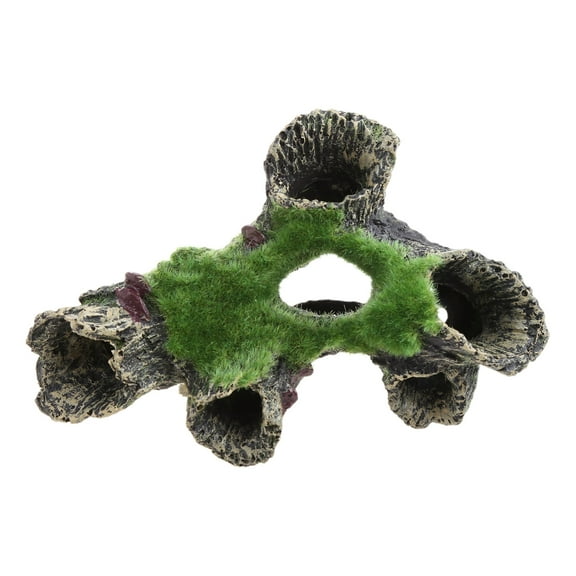 Aquarium Resin Cave Moss Tree Decoration Betta House Hideout Fish for Tank Accessories for Hermit Crabs Shrimp Guppy