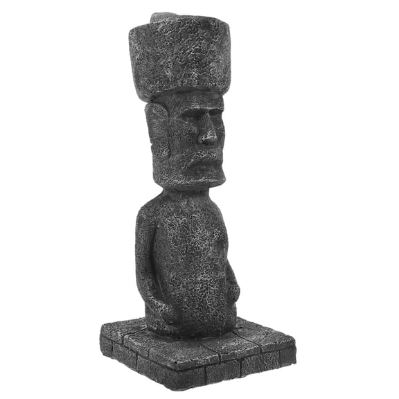 Masteelf Dark Grey Resin Stone Sculpture for Fish Tank Decoration with Antique Design 6.5x4.2 Inches