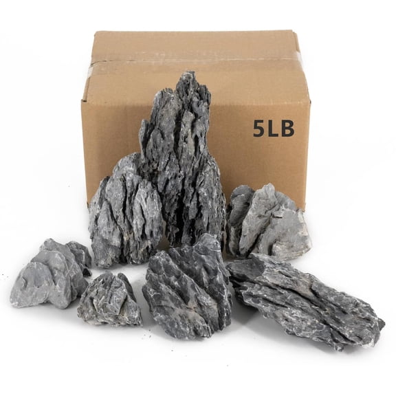 Aquarium Rocks Seiryu Stones Natural Hardscape Stone for Aquariums, Fish Tanks, Bonsai, Terrariums, Wargaming Dioramas, Indoor or Outdoor Gardens-5lb(2-6 Inch)