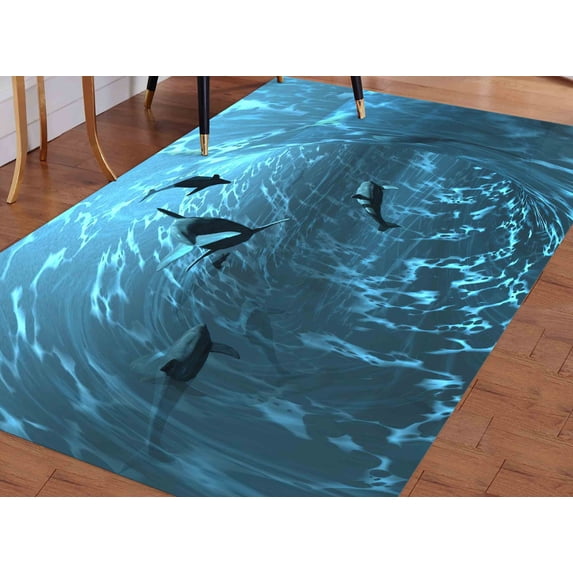 Aquarium Rug, Sea Landscape Rug, Fishes Rug, Underwater Rug, Animal Rug, Bath Rug, Salon Decor Rug, Stair Soft Rug, Seascape Rug, Runner Rug, 2.6'x4' - 80x120 cm