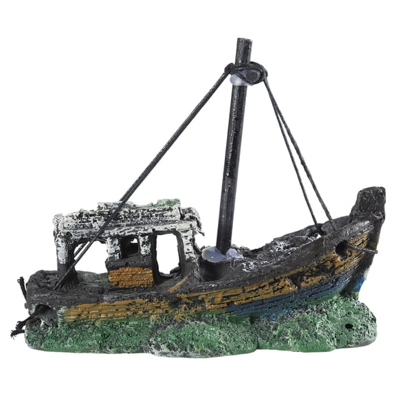 Aquarium Shipwreck Decorations Fish for Ornaments Resin Sunken Ship for Freshwater Saltwater Betta Tanks Decor