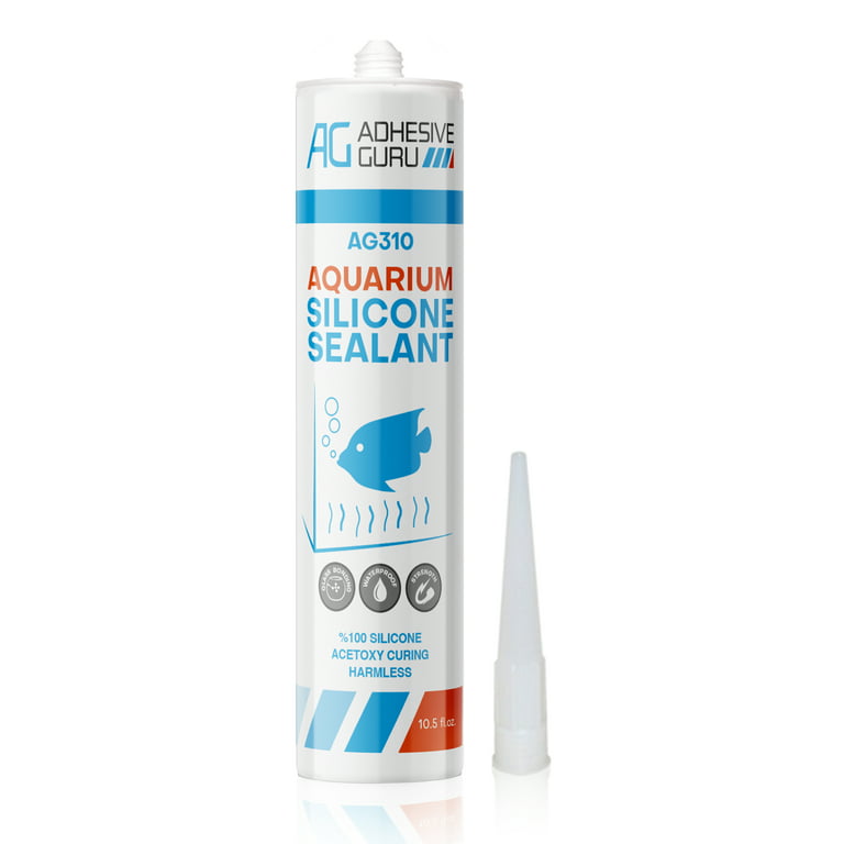 Aquarium Silicone Sealant Clear, 100% Clear, Solvent Free High Elasticity,  Safe for Fresh and Saltwater, Rapid Curing Transparent,10.4 Fl oz. 1pk