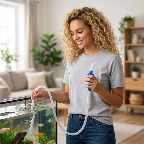 Aquarium Siphon Pipe, Hand Operated Tank Cleaner for Sand Washing and Fish Waste Extraction, Reliable Large Tank Water Changer