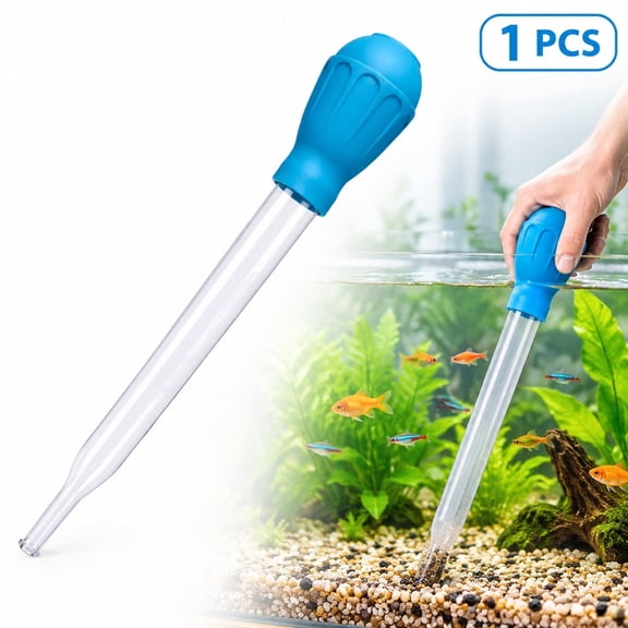 Aquarium Siphon Waste Cleaner, 17.7 in Hand Squeeze Water Changer for Fish and Turtle Habitat Gravel Cleaning