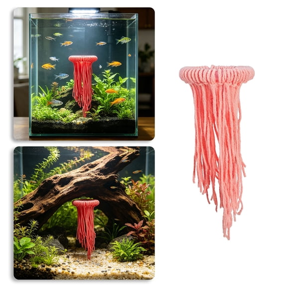 Aquarium Spawning Mop, Soft Cotton & EVA Breeding Spawner for Fish, 5.9" Tall Fry Safe Habitat, Colorful Decor for Freshwater & Tropical Tanks(Pink)