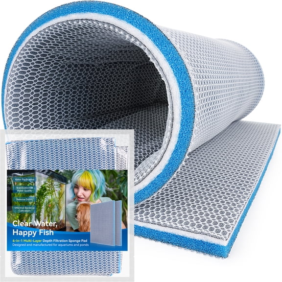 Aquarium Filter Media Sponge Pad, Multi-Layer Foam Filter Floss for Fish Tank and Ponds Filters Accessories ( 19.7"x15.75"x0.6" - 1 Pack )