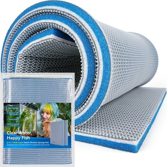 Aquarium Filter Media Sponge Pad, Multi-Layer Foam Filter Floss for Fish Tank and Ponds Filters Accessories ( 47.24"x15.75"x0.6" - 1 Pack )