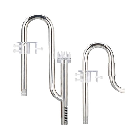 Aquarium Stainless Steel Skimmer Lily Pipes Inflow and Outflow with Skimmer , Adjustable Rod for Aquarium Filter Tubing - 16 Oil