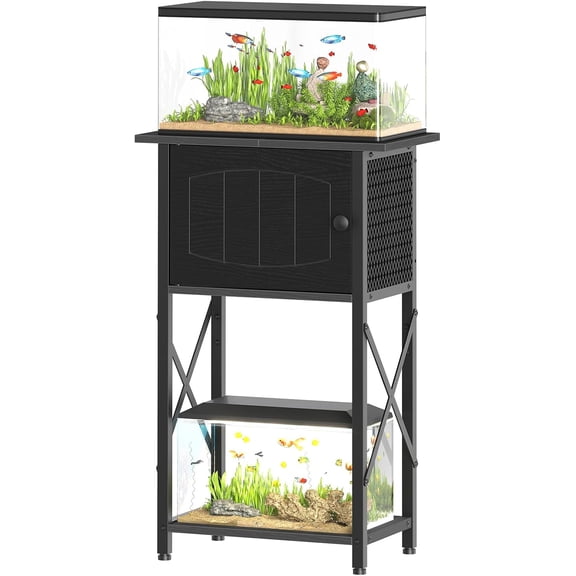 Aquarium Stand, Fish Tank Stand with Cabinet Storage, Reptile Turtle Tank Stand with Metal Frame