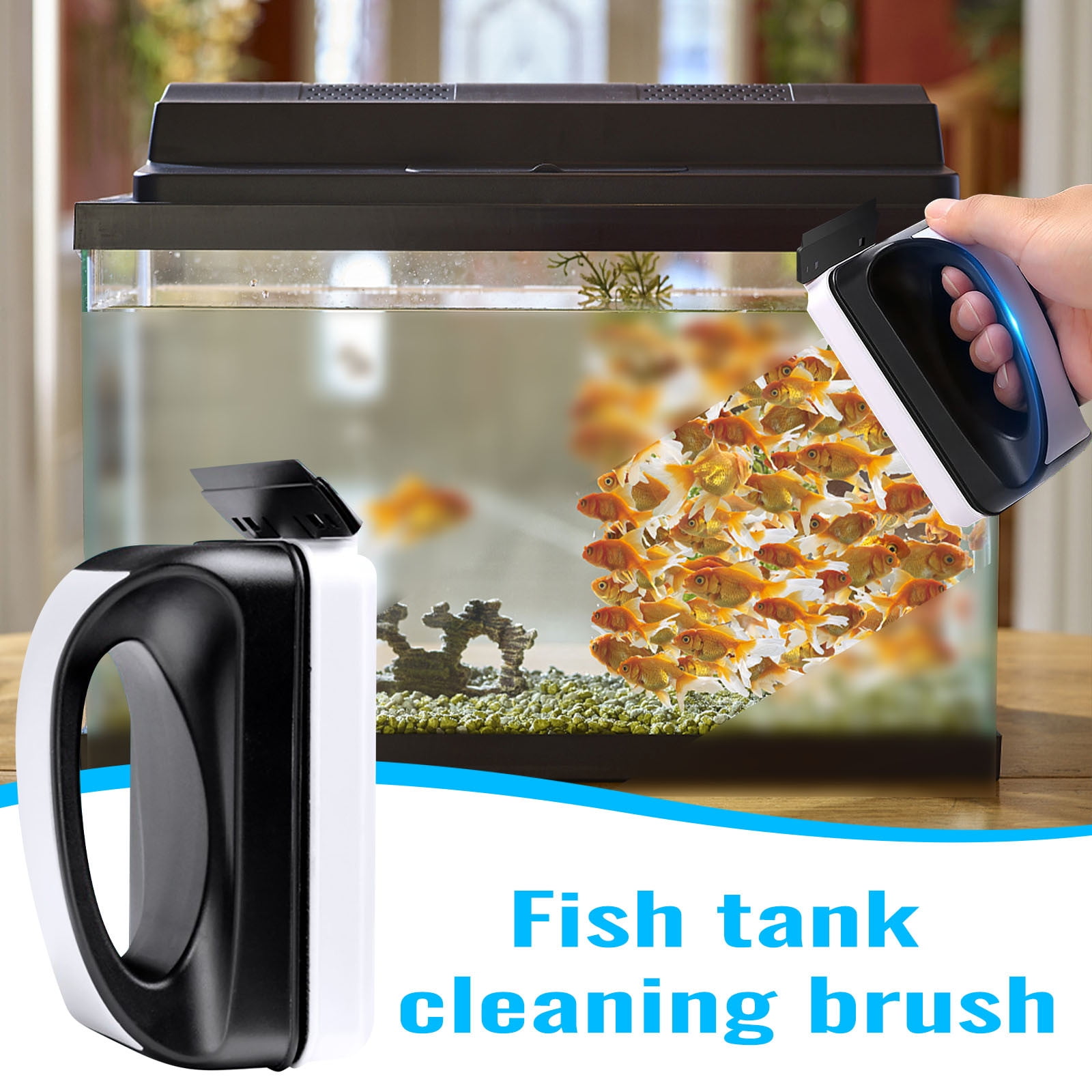 Aquarium Strong Glass Cleaner Brush,Fish Tank Algae Cleaning Tool with Algae
