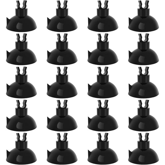 Aquarium Suction Cup Clips for Standard 3/16" ID Airline Tubing Black Air Hose Holder Clamp Accessories for Fish Tank Aeration Setup, 20 Pack