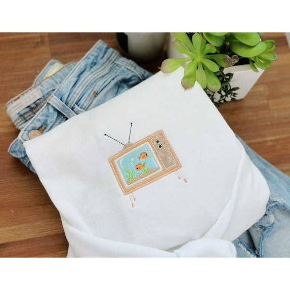 Aquarium Television Embroidered Sweatshirt