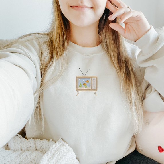Aquarium Television Embroidered Sweatshirt